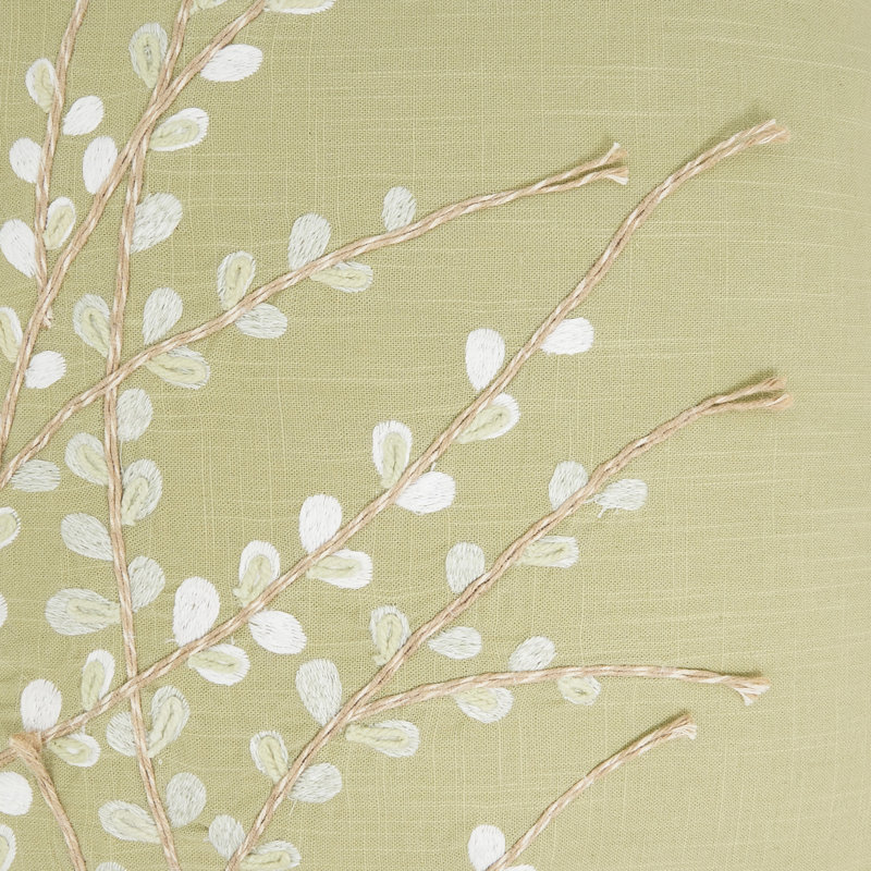 Elegant Embroidered Floral Down Filled Pillow, Green, Duck Down