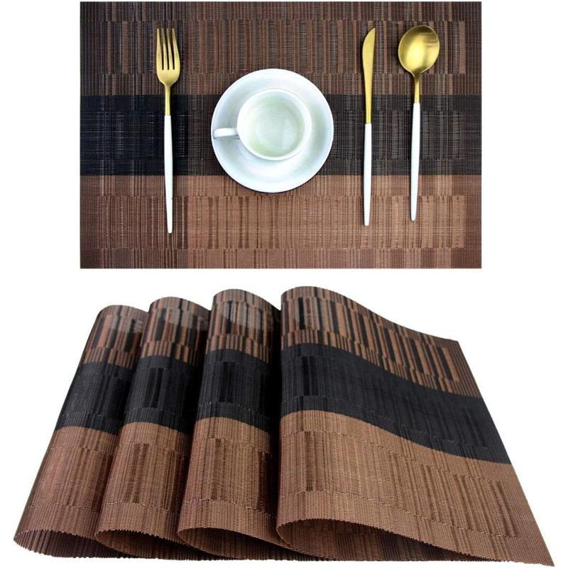 Ensemble de 4 napperons de table en vinyle tissé lavable durable pour la table