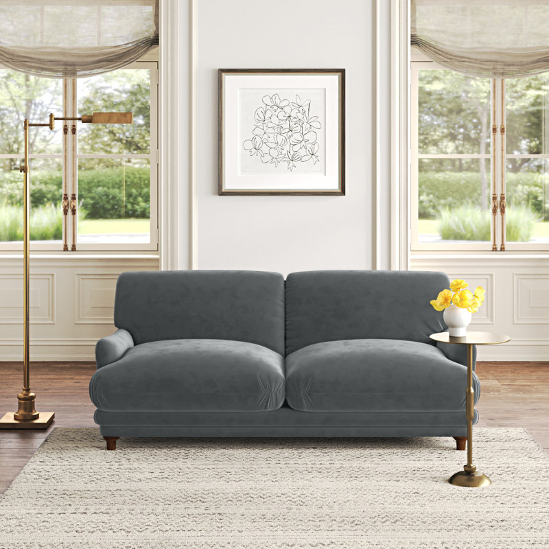 Alexe 74'' Velvet Sofa, Platinum Gray