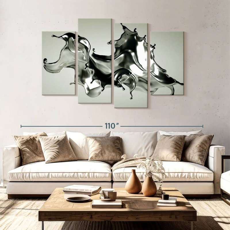 Avery Abstract Silver, 54" H x 84" W