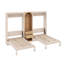 Deux lits simples escamotables avec garde-robe, rangement, 2 tiroirs, économie d'espace, beige et bois