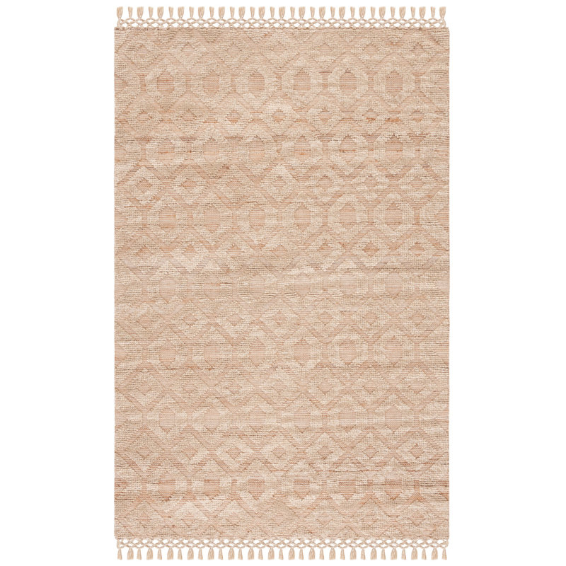 Avaah Natural Fiber Flat Weave Jute/Wool/Cotton Geometric Rug in Natural/Beige, Rectangle 4' x 6'