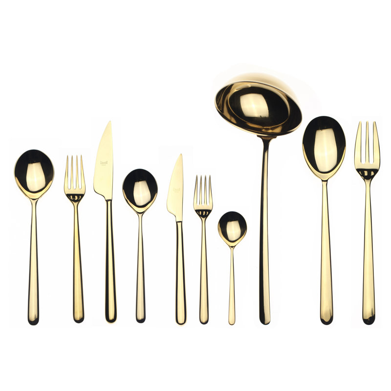 Linea 45 - Piece Stainless Steel Flatware Set - Service for 6, Gold