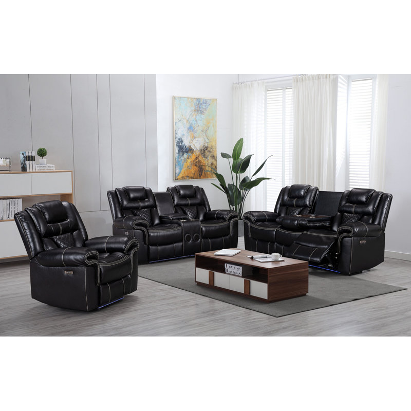 Fauteuil inclinable électrique ENCORE NOIR AVEC GEL DE CUIR CLAIR