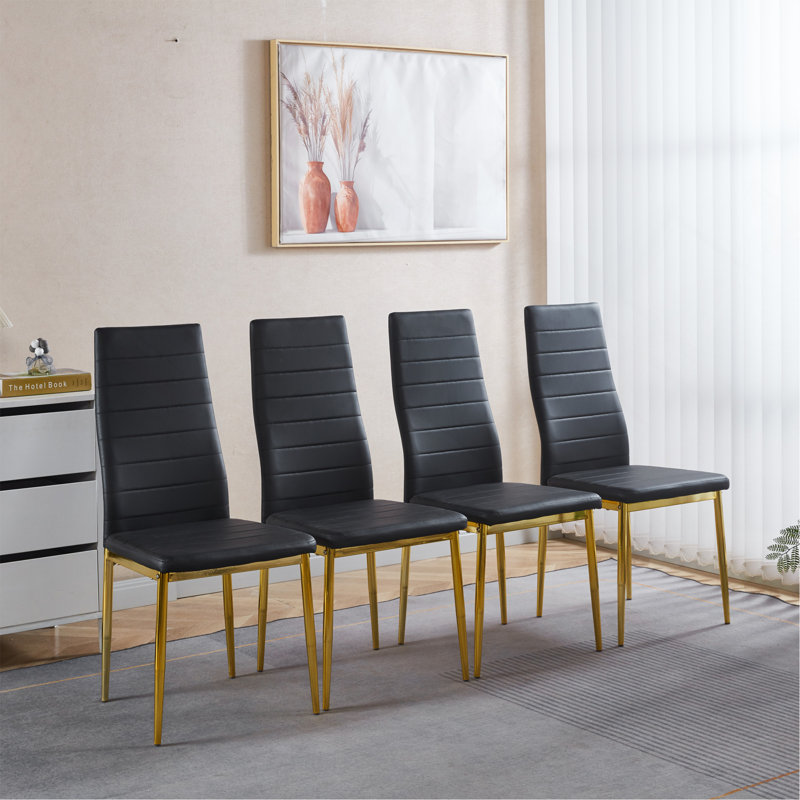 Ensemble de salle à manger 1 + 4,5 pièces, table de salle à manger à pieds en métal Mid-Century pour 4-6 personnes avec plateau en verre, table de salle à manger à piédestal, table basse de loisirs