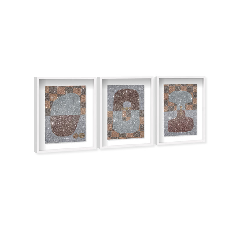 Checkered Dominos Set Framed Graphic Art, 25.5" H x 17.5" W, White Shadowbox