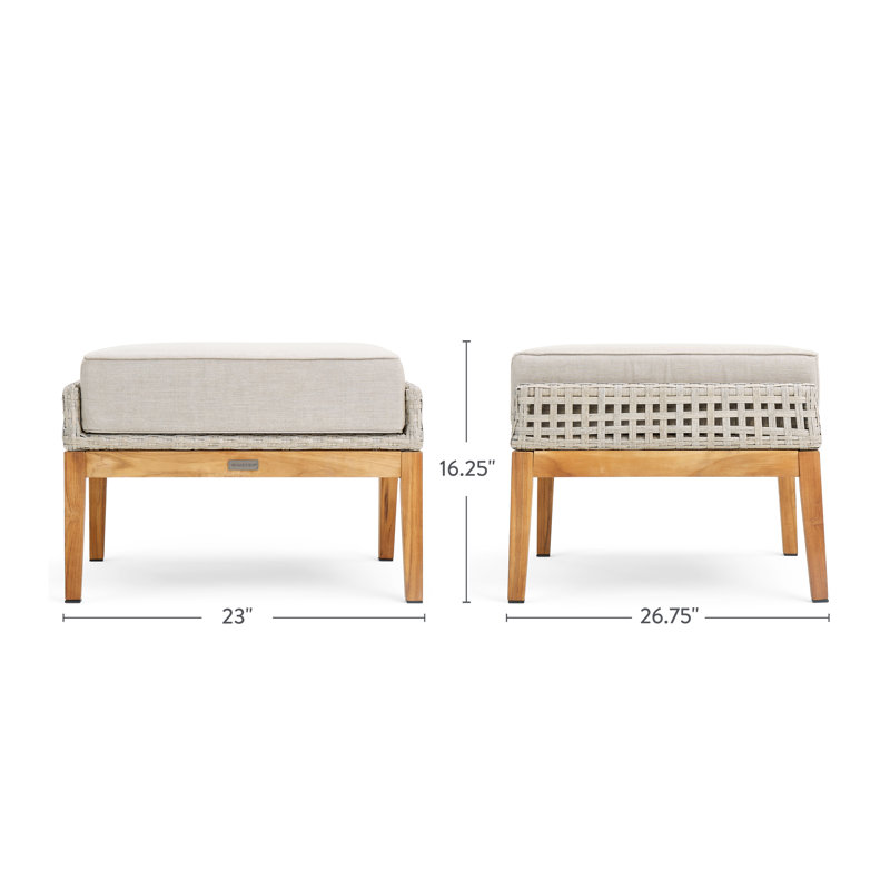 Winston Teak and Woven Outdoor Ottoman