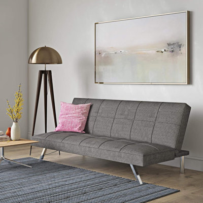 Canapé-lit futon convertible Modern, causeuse en tissu avec pieds en métal, dossier réglable, convient aux espaces de vie compacts, appartements, dortoirs, salons, bureaux-gris