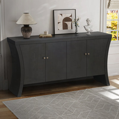 Refined Industrial 4-Door Credenza with Advanced Storage and Stylish Design
