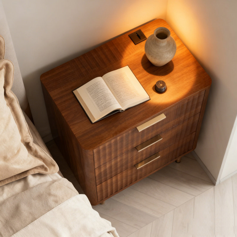 Table de chevet avec station de charge, table de chevet intelligente avec veilleuse, table de chevet moderne avec armoire de rangement pour chambre à coucher