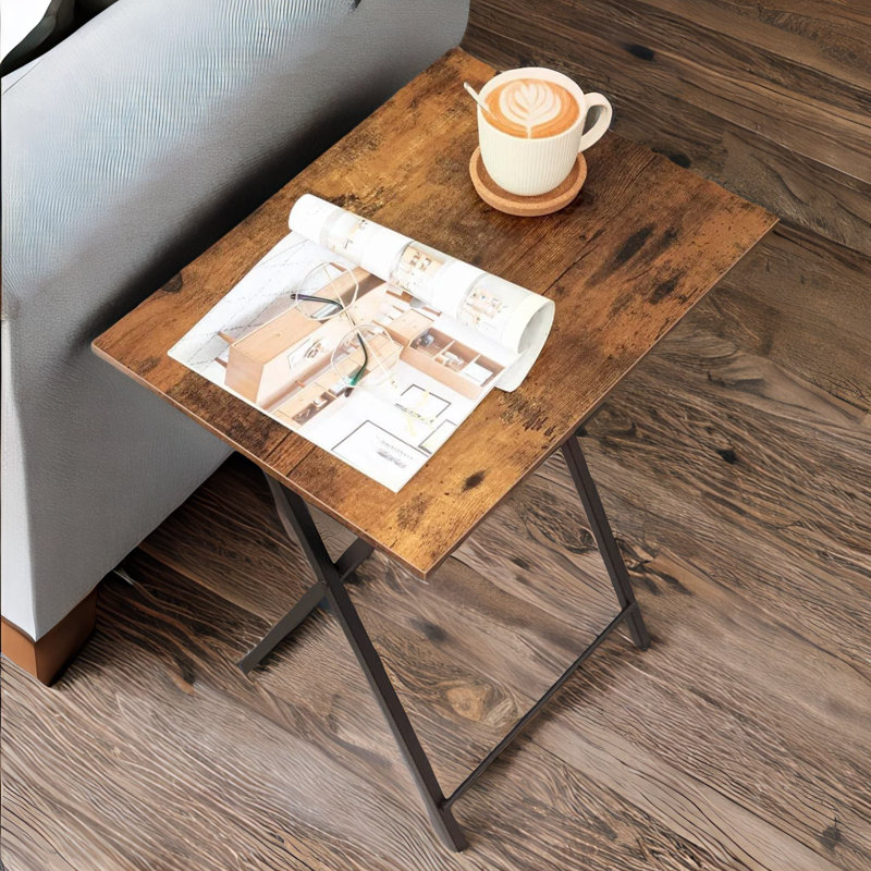 Chidera Rustic Wooden 2 Piece Side Table Set Folding Living Room Home Furniture