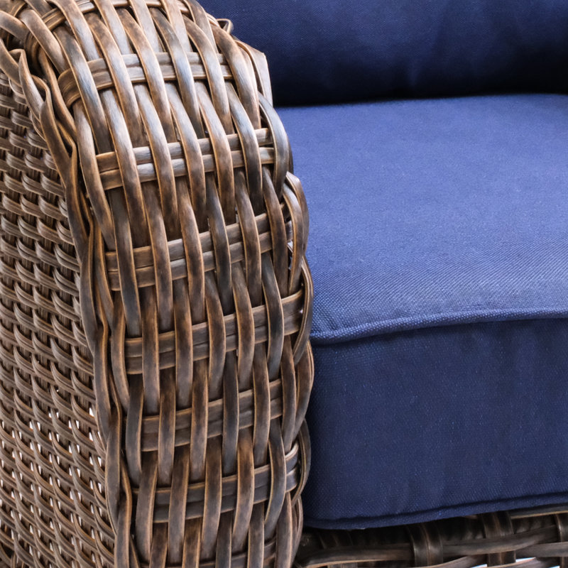 Fauteuil oscillant pivotant avec coussin bleu Krikacy Cambridge