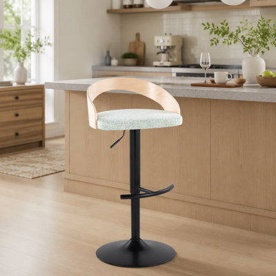 Tabouret de bar réglable avec pivot en métal et tissu avec repose-pieds arrondi en T - ensemble de 3