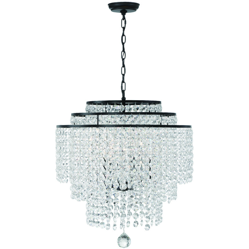 6 - Light Dimmable Classic / Traditional Chandelier, Black