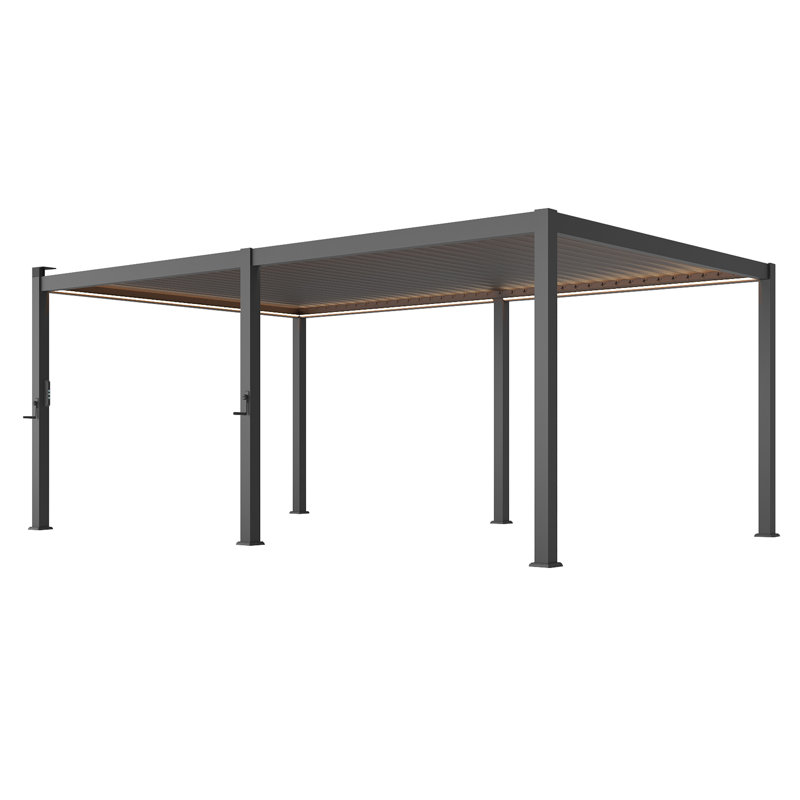 LED Adjustable Aluminum Pergola with Louvers with Lights for Patio, Charcoal Gray, 12 ft x 20 ft