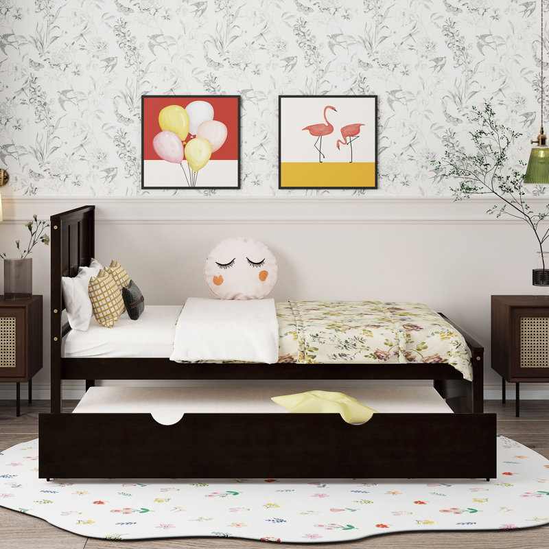 Lit plateforme simple avec lit gigogne simple, Espresso