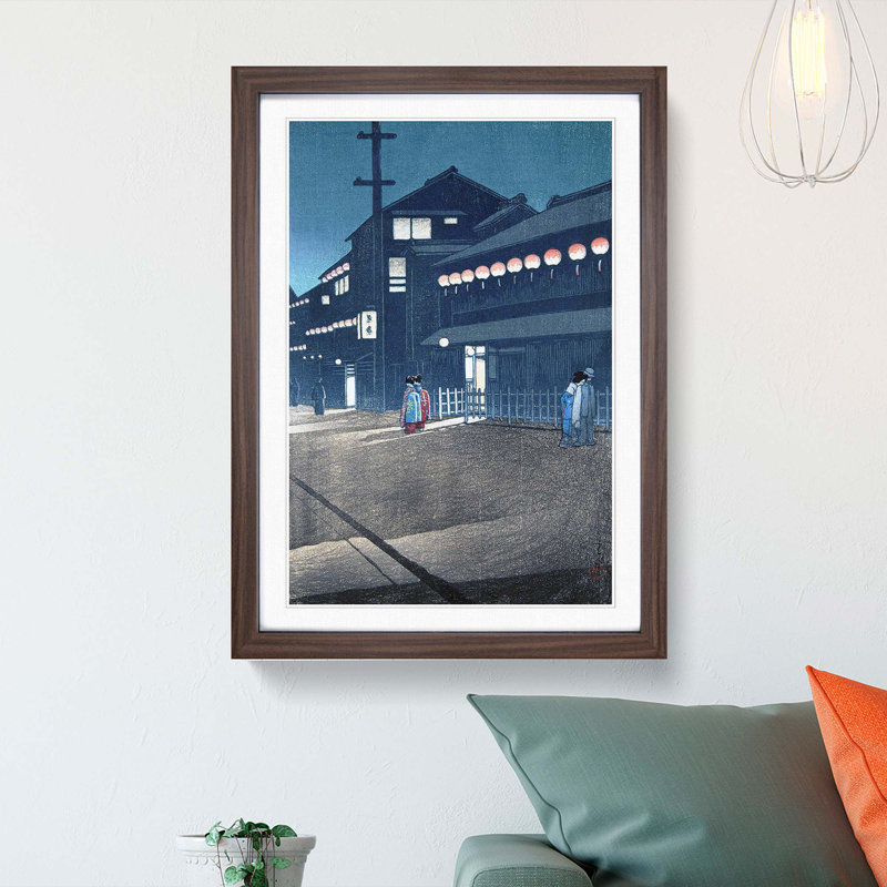 Evening by Hasui Kawase - Framed Print, 48cm H x 36cm W x 2cm D, Walnut Framed