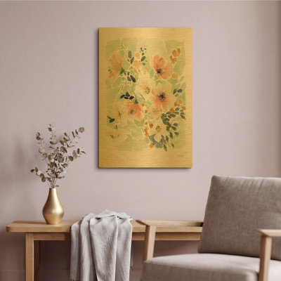 'Spring Florals' By Katrina Pete Gold Metal Wall Art, 16" x 24"