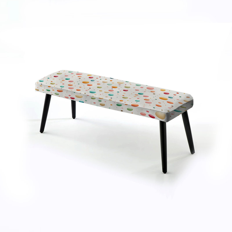 Banc rembourré à pois multicolore et coloré nostalgique