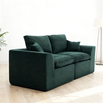 Modular Corduroy Loveseat Set, No-Assembly Modular Sofa with Detachable Cover
