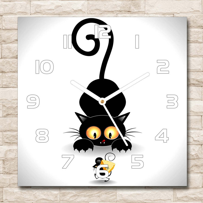 Helse Glass Wall Clock, White/Black/Yellow