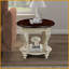 Table basse ronde de 22 po pour petits espaces, finition blanche vieillie, facile à assembler et amp; Dessus résistant à la chaleur-2144092422
