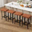 Tabourets de bar modernes, hauteur du comptoir, siège rembourré en similicuir, pieds en métal asymétriques, compacts pour les petits espaces, montage facile, brun, ensemble de 4-84154849-84154862