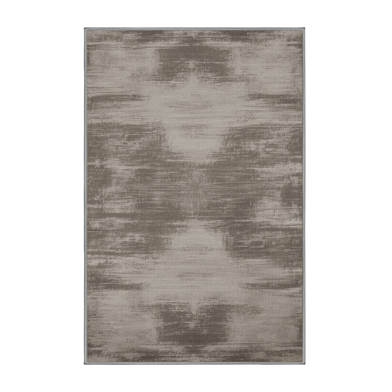 Machine Washable Abstract Gray Area Rug, Rectangle 3' x 5'