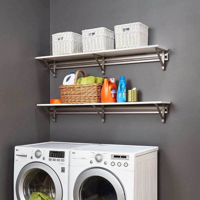 Système d'organisation pour la salle de lavage à deux tablettes, H 8,5 po x l 68 po x P 11,75 po