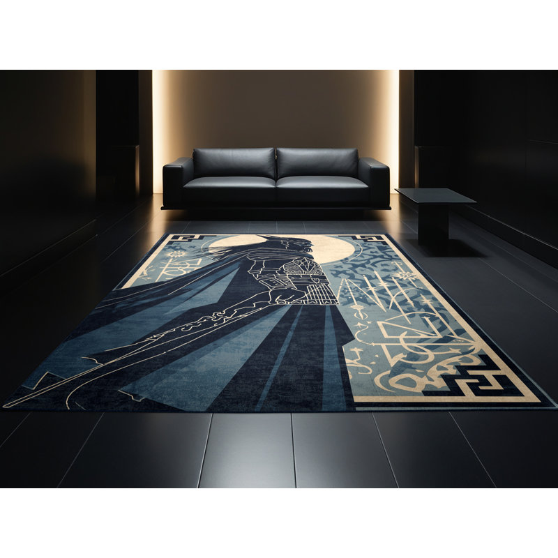 Tapis gris lavable à la machine Orrville Seer Warrior, 3 x 5