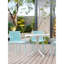 Fauteuils empilables modernes en plastique bleu, construction en polypropylène résistant aux intempéries, dossier à lattes, montage facile, adaptés à la décoration de jardin et de balcon (lot de 4), grande capacité de charge, légers, pour bord de piscine