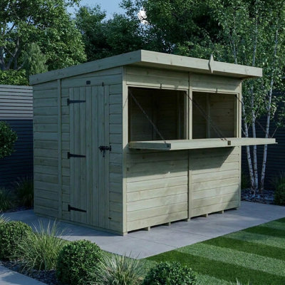 Total Sheds 8ft x 6ft Apex Garden Bar Shed - Stable Door Serving Hatch - Pressure Treated Timber - UK Manufactured