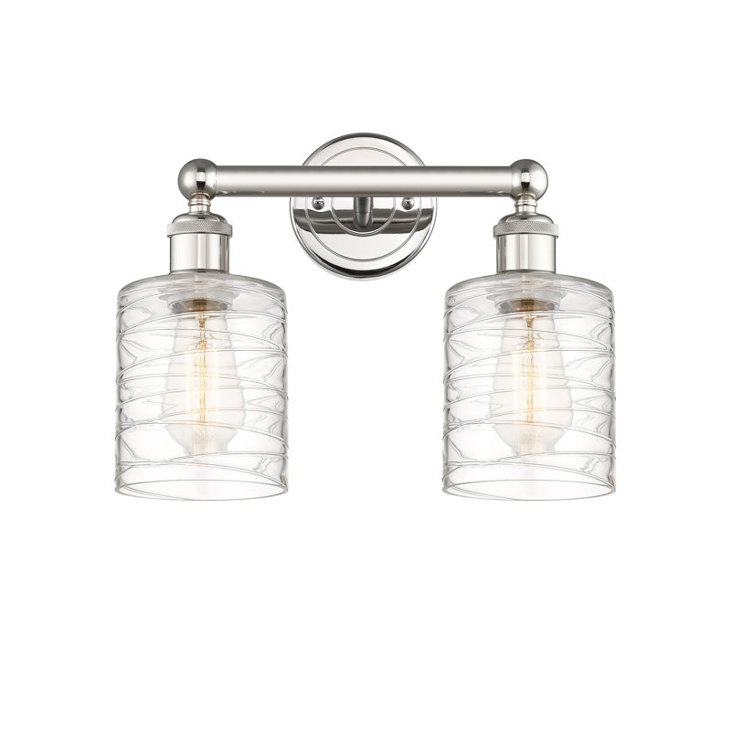 2 - Light Dimmable Vanity Light, Deco Swirl, Polished Nickel