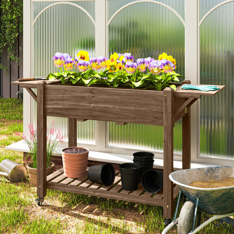 Wood Raised Garden Bed, Carbonised Finish