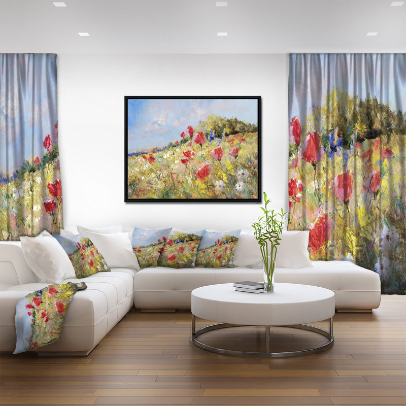 «Painted Poppies on Summer Meadow», reproduction sur toile tendue, H 12 po x l 20 po x P 1 po