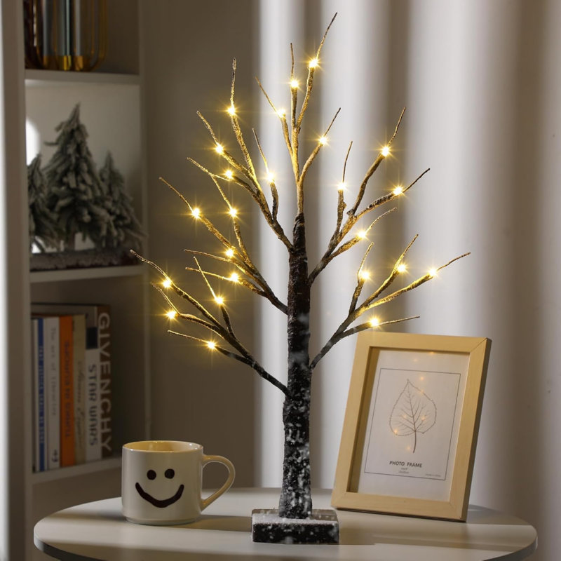 Lighted Birch Trees 18 Inch Artificial Warm Tabletop Birch Trees With LED Lights