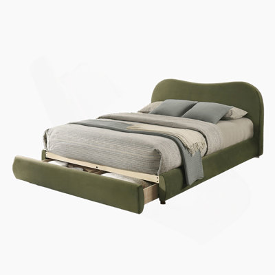 Lit plateforme avec tête de lit tapissier et rangement pour chambre à coucher