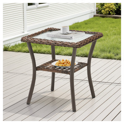 Table d'appoint carrée en rotin 20 x 20 x 20 po pour l'extérieur