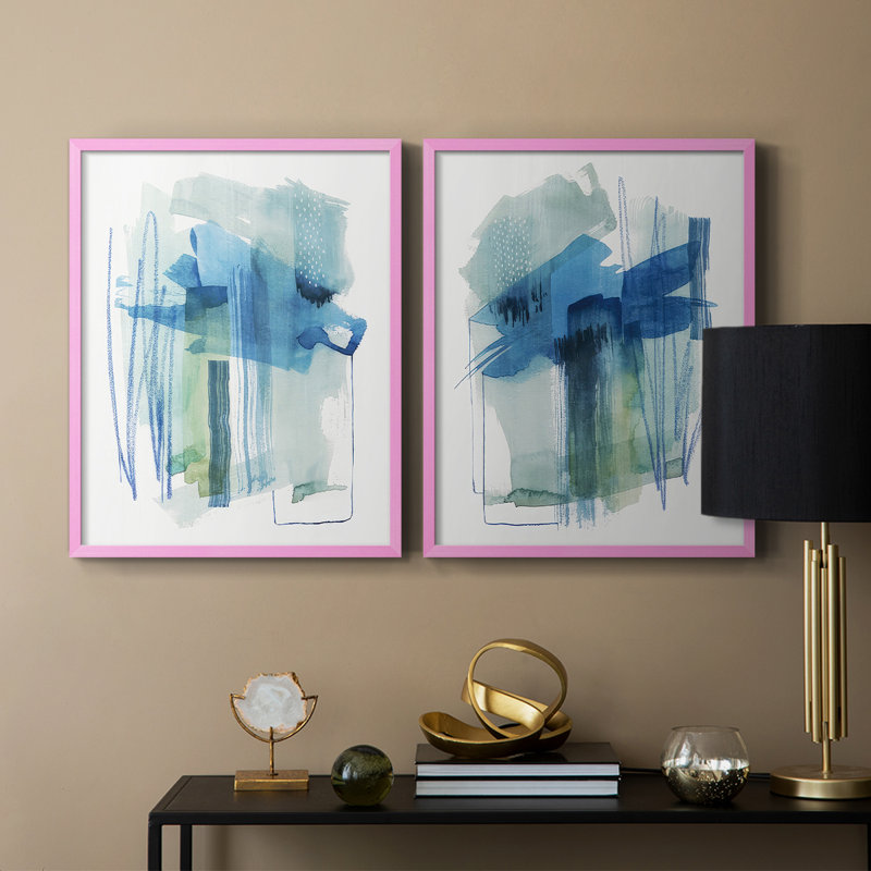 «Abstract Oasis I», reproduction encadrée de qualité supérieure - prête à être accrochée - aucun clou requis - aucun clou requis