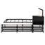 Lit plateforme élégant en métal avec revêtement doux et rangement dissimulé, espace de repos rembourré noir moderne-786341228-786341230