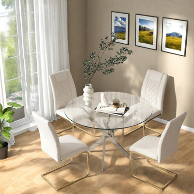 Ensemble de table de salle à manger moderne (doit inclure la table et la chaise), verre métallique