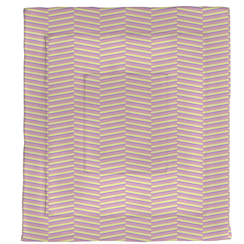 Édredon réversible simple en microfibre à rayures fracturées, Édredon simple TG, Rose-mauve / jaune