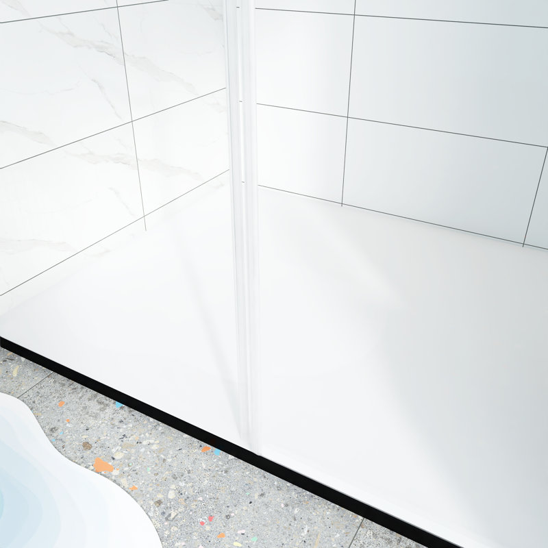 60" x 70" H Matte Black Frame Double Sliding Shower Door