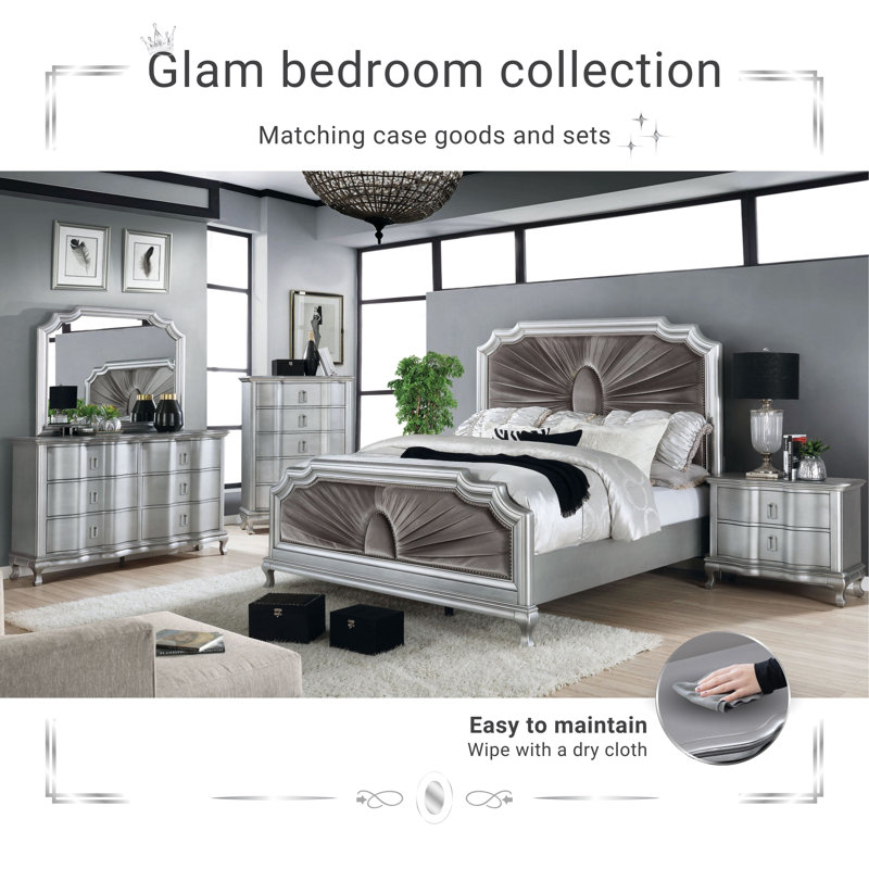 Kastin Solid Wood and Upholstered Standard Bed, King
