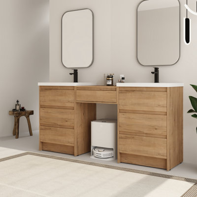  Bellmead 72'' Double Bathroom Vanity Set with Resin Sink Top