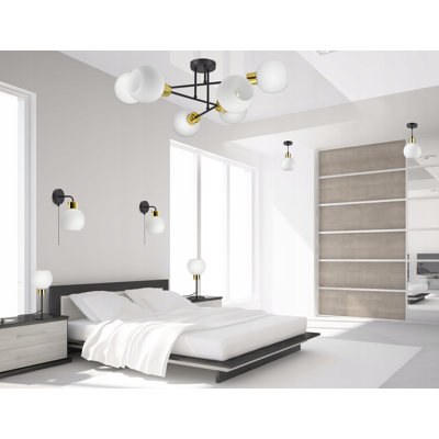 Abgesetzte Deckenleuchte Kingsville, 72 cm aus Glas
