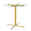 Ensemble de salle à manger moderne à hauteur de bar 3 pièces, table ronde en verre transparent avec base en métal doré et 2 tabourets de bar rembourrés blancs avec motif crocodile, ensemble de coin-repas pour îlot de cuisine-130139994-130139996