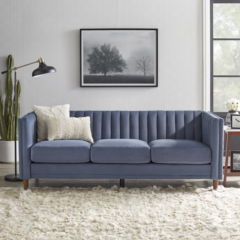 Canapé à accoudoirs tuxedo 80,3" Marlando, Bleu
