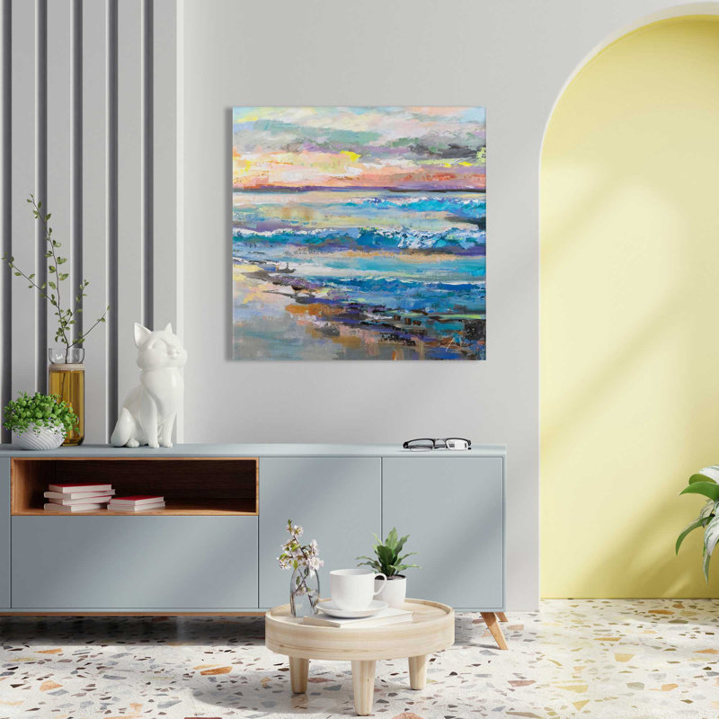 Jet de mer II - Peinture, L 18 po x H 18 po, Toile tendue
