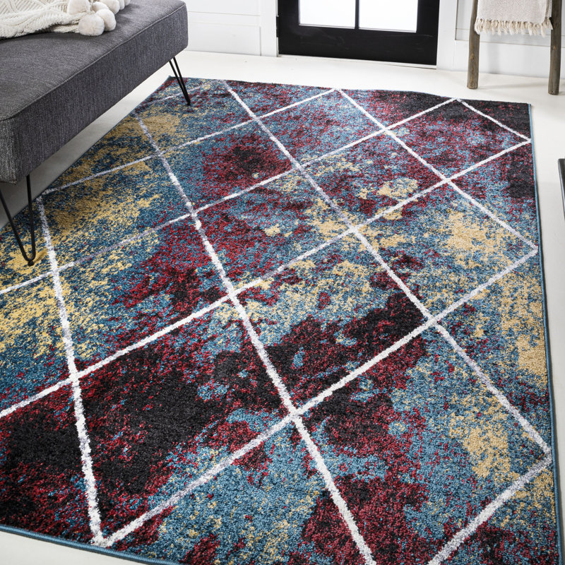 Lüders Minimalist Diamond Trellis Multi/White Rug, Rectangle 7'9" x 10'